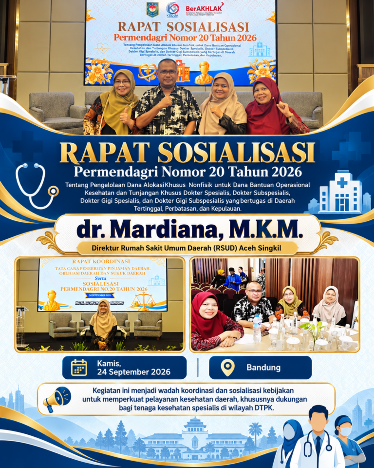 Direktur RSUD Aceh Singkil Hadiri Sosialisasi Permendagri Nomor 20 Tahun 2026 di Bandung